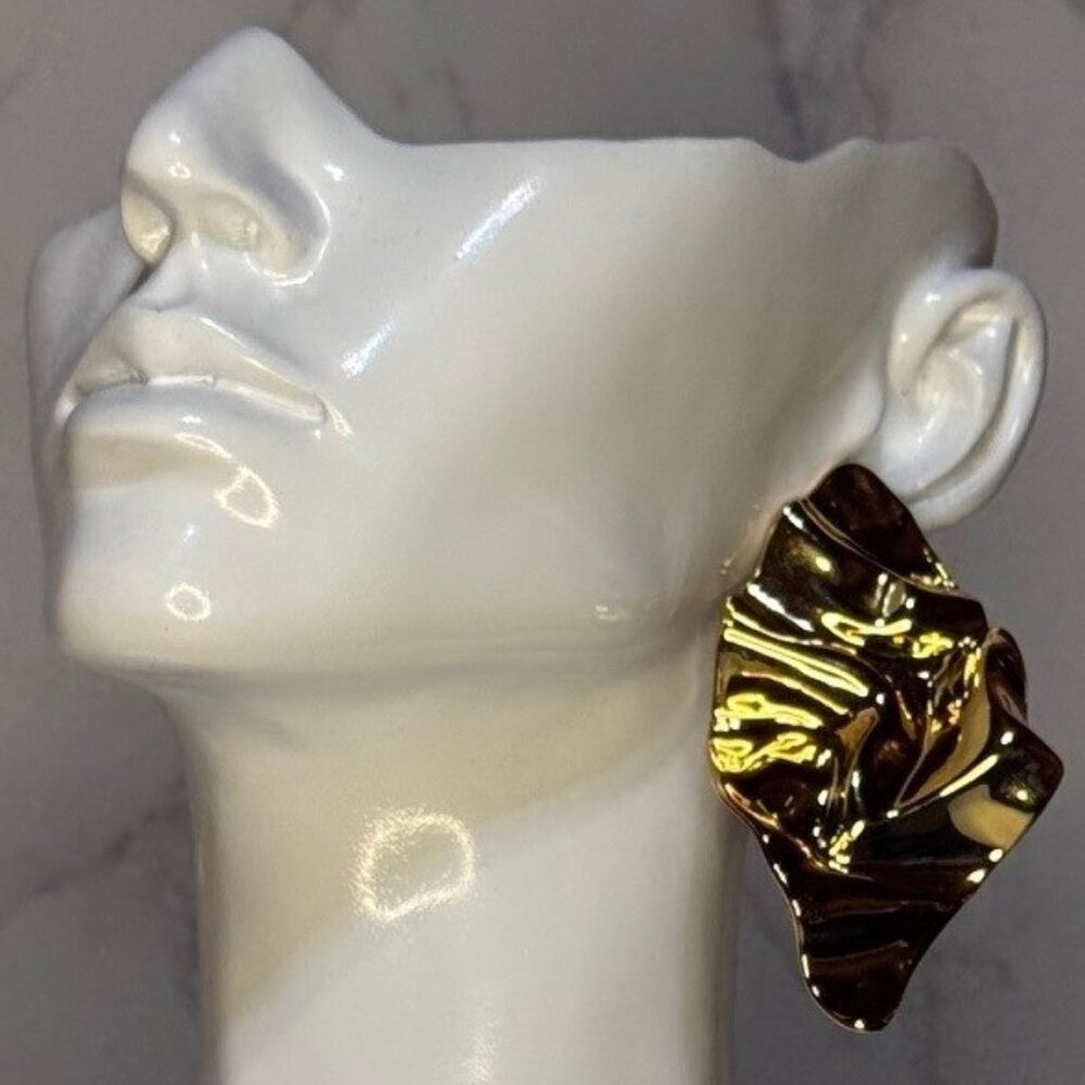 Alexis Bittar Crumpled Large Post Earring- Gold